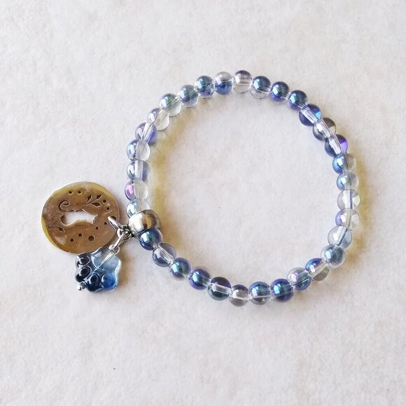 Shimmering Cat Lovers Stretch Bracelet @ 7" Wrists! Cat Lady Paws Pawprints - Picture 4 of 5